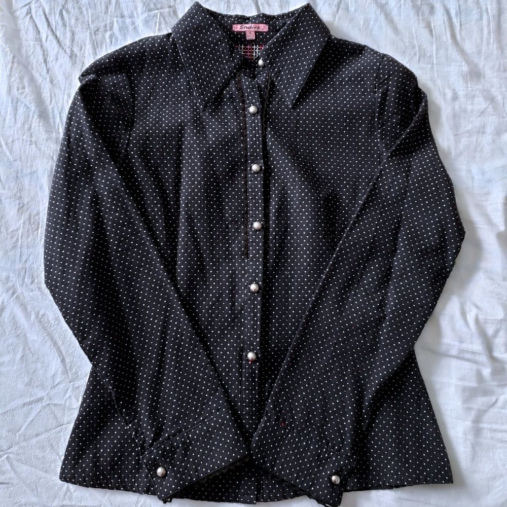 Striking (Canadian Designer) Black Shirt with Polka Dots